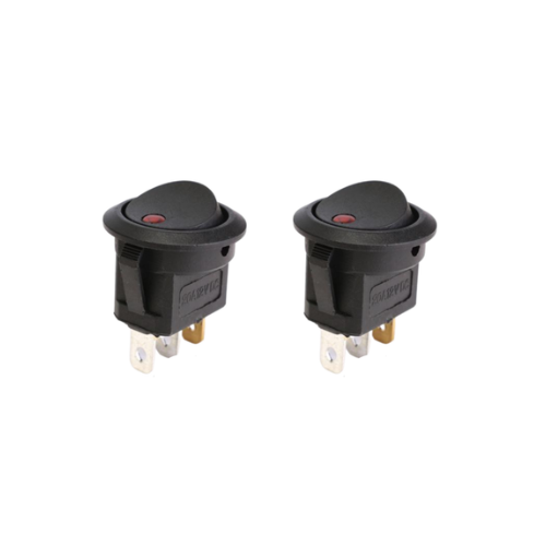 Round Mini Rocker On/Off Toggle Switch 3-Pin with LED - Set