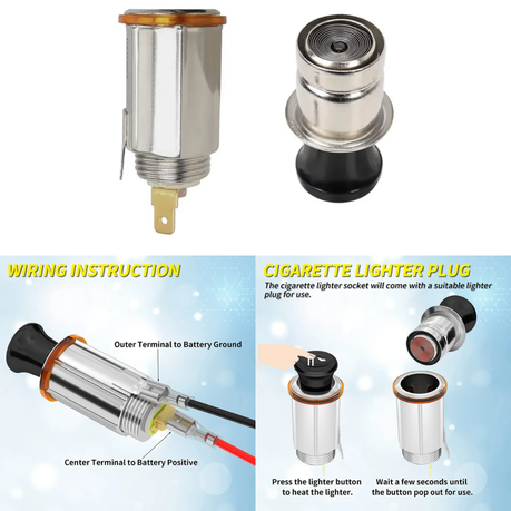 Automotive Eject Button Cigarette Lighter Element Socket (12V)
