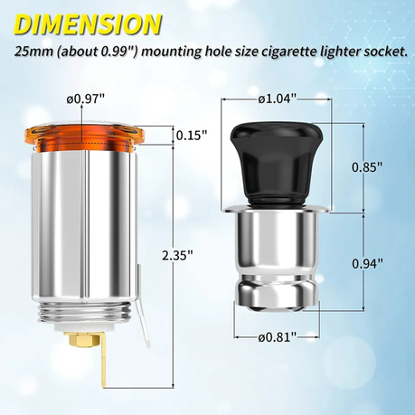 Automotive Eject Button Cigarette Lighter Element Socket (12V)