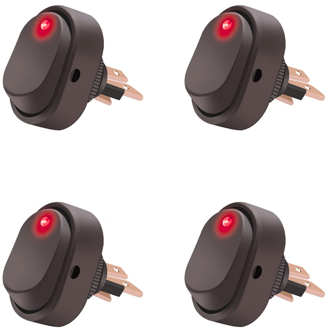3 Pin Rocker Toggle Switch : 12V/ 30A (4 Pack)