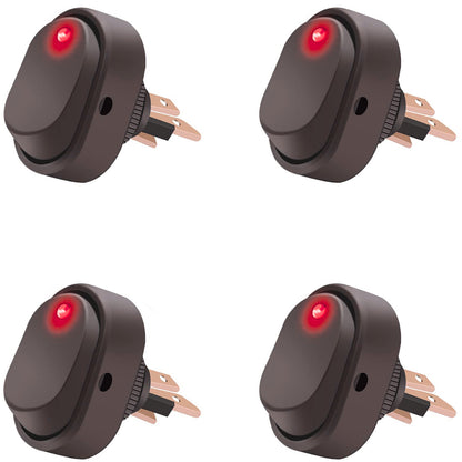 3 Pin Rocker Toggle Switch : 12V/ 30A (4 Pack)
