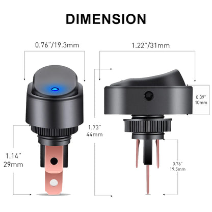 3 Pin Rocker Toggle Switch : 12V/ 30A (4 Pack)