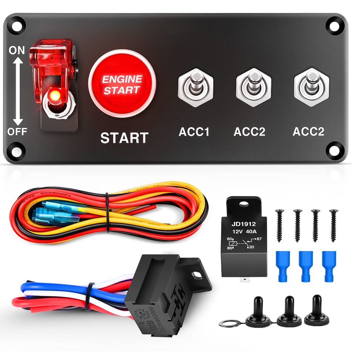 5 in 1 Ignition Switch Panel 12V 30A with Engine Start Button