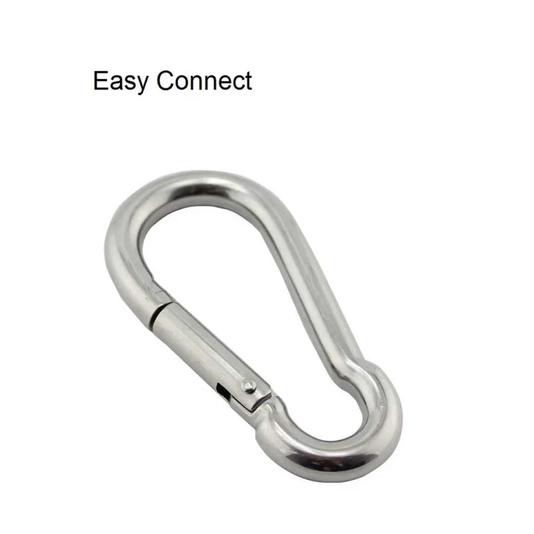 Silver Carabiner Spring Snap Hook Clip 5/6/7/8/9mm (5-Piece)