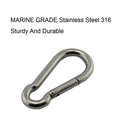 Silver Carabiner Spring Snap Hook Clip 5/6/7/8/9mm (5-Piece)