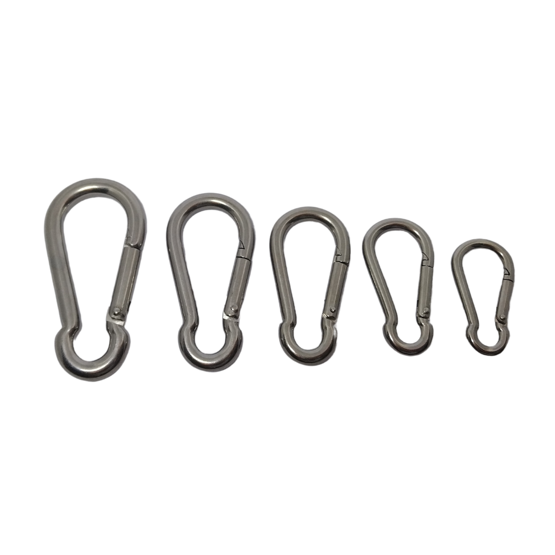 Silver Carabiner Spring Snap Hook Clip 5/6/7/8/9mm (5-Piece)