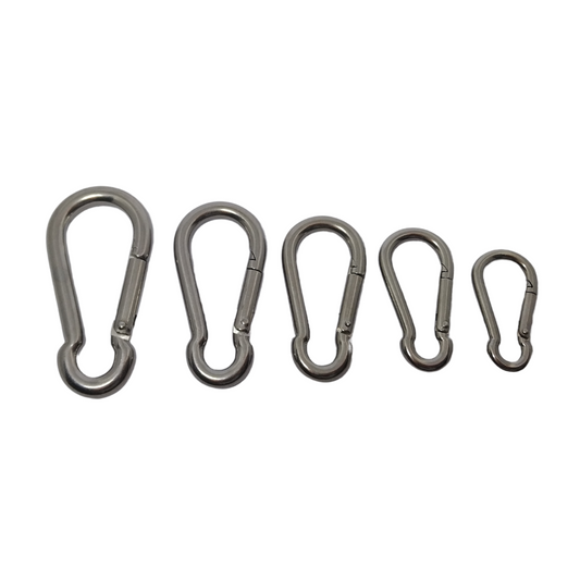 Silver Carabiner Spring Snap Hook Clip 5/6/7/8/9mm (5-Piece)