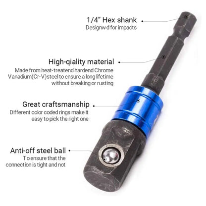 Socket Adapter/ Extension Set: 1/4", 3/8" and 1/2" (3-Piece)