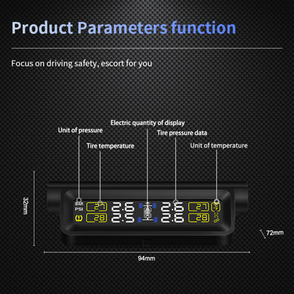 Automotive Solar Tyre Pressure Monitor System (4-Sensors)