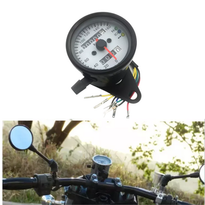 Round Motorcycle Speedometer (White)(Small)