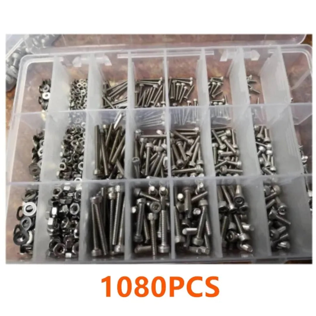 Stainless Steel Allen Key Bolt/ Washer/ Nut Kit: M2/M3/M4 (1080-Piece)