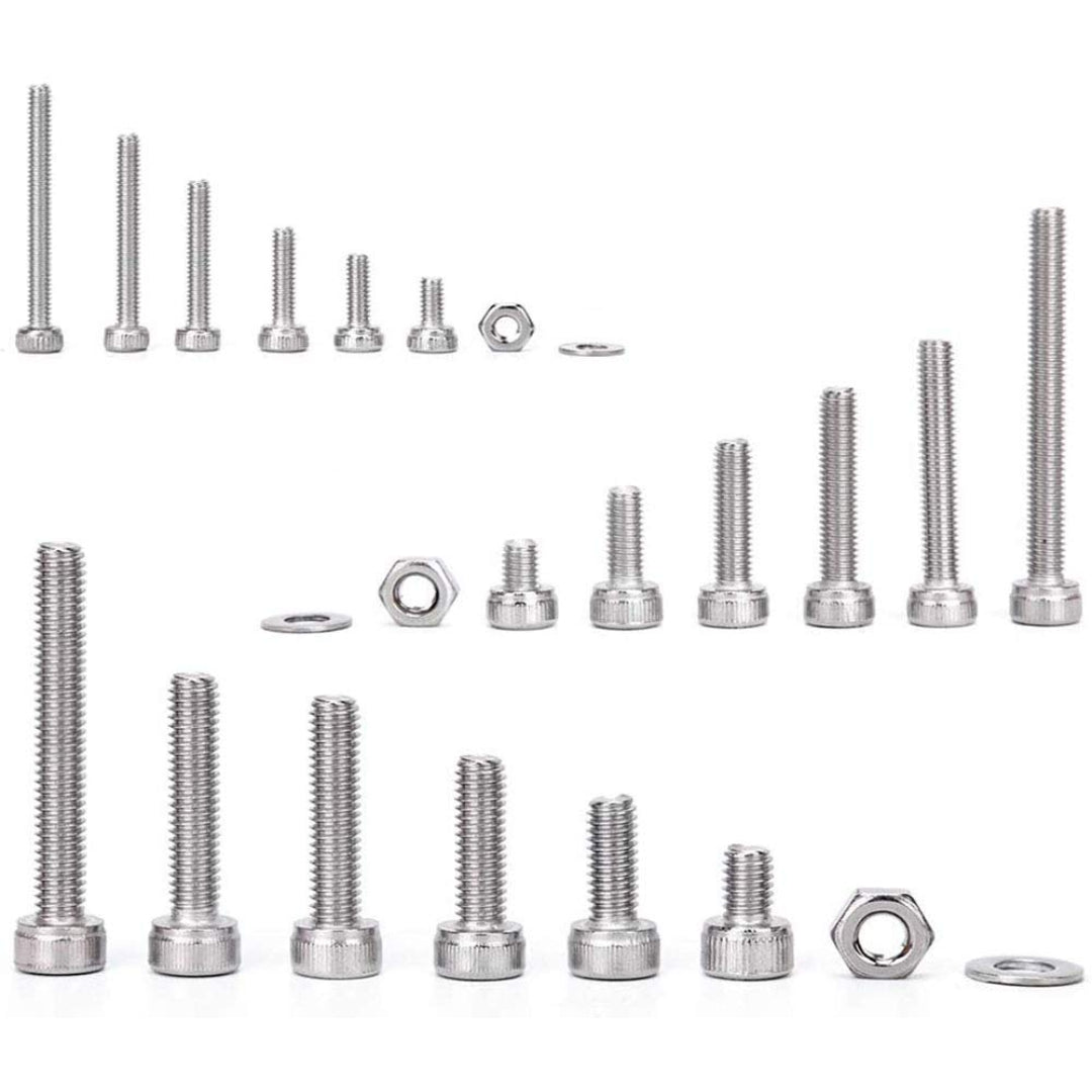 Stainless Steel Allen Key Bolt/ Washer/ Nut Kit: M2/M3/M4 (1080-Piece)