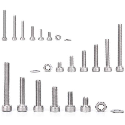 Stainless Steel Allen Key Bolt/ Washer/ Nut Kit: M2/M3/M4 (1080-Piece)