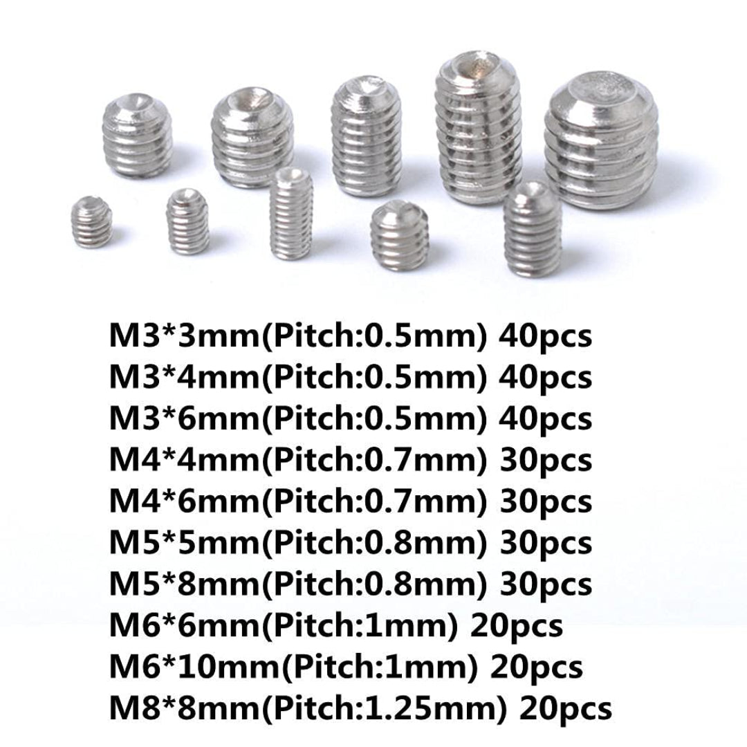 Stainless Steel Hex Screw Set: M3-M8 (300-Piece)