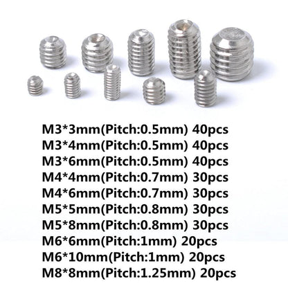 Stainless Steel Hex Screw Set: M3-M8 (300-Piece)