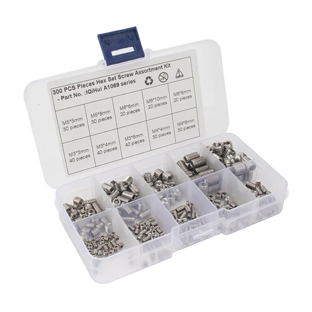 Stainless Steel Hex Screw Set: M3-M8 (300-Piece)