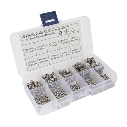 Stainless Steel Hex Screw Set: M3-M8 (300-Piece)