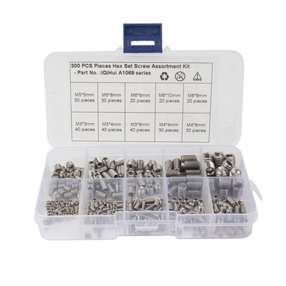 Stainless Steel Hex Screw Set: M3-M8 (300-Piece)