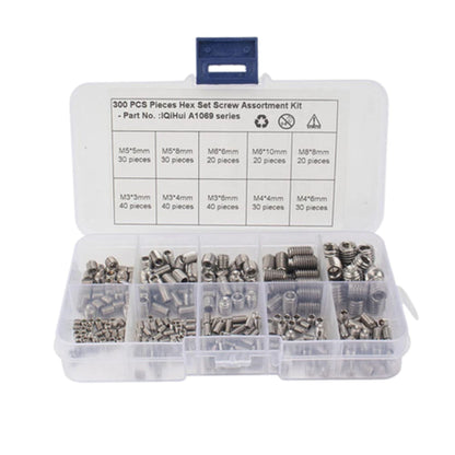 Stainless Steel Hex Screw Set: M3-M8 (300-Piece)