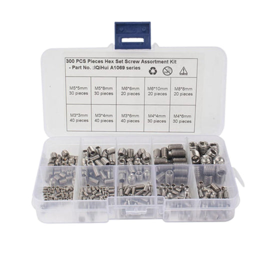 Stainless Steel Hex Screw Set: M3-M8 (300-Piece)