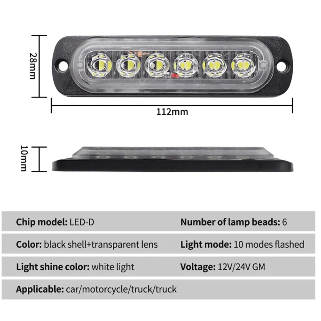Automotive Flashing Strobe LED Warning Light Set (4-Lights)