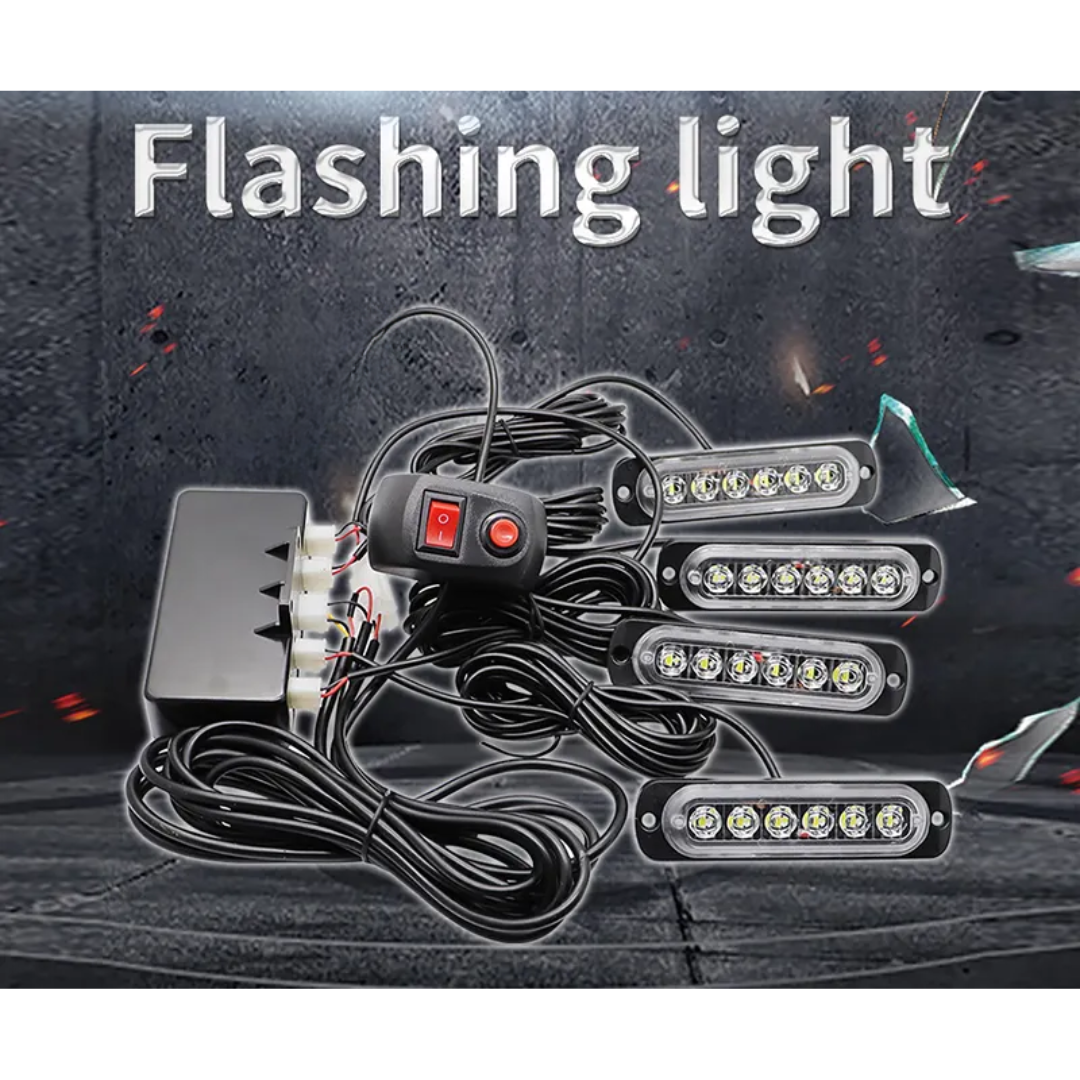 Automotive Flashing Strobe LED Warning Light Set (4-Lights)