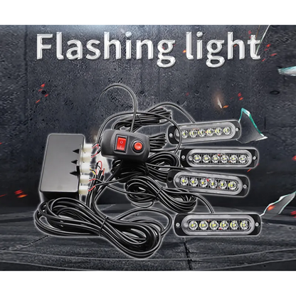 Automotive Flashing Strobe LED Warning Light Set (4-Lights)