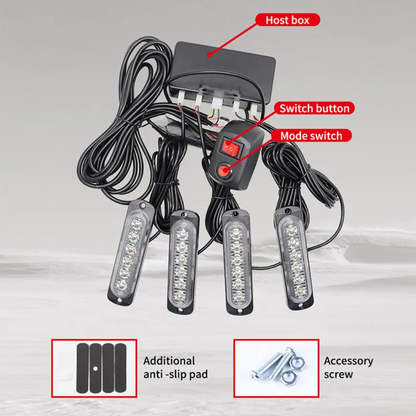 Automotive Flashing Strobe LED Warning Light Set (4-Lights)