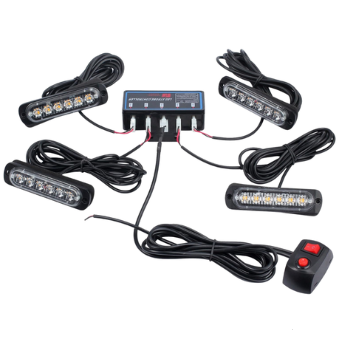 Automotive Flashing Strobe LED Warning Light Set (4-Lights)
