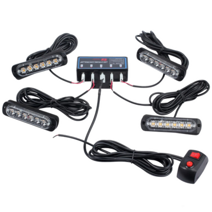 Automotive Flashing Strobe LED Warning Light Set (4-Lights)