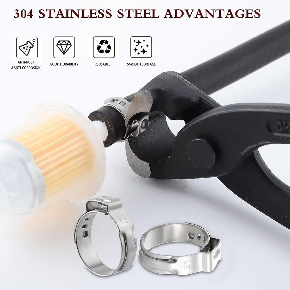 Tool DIY Multi Use Stainless Steel Pipe Clamps 130 Piece Set & Pliers