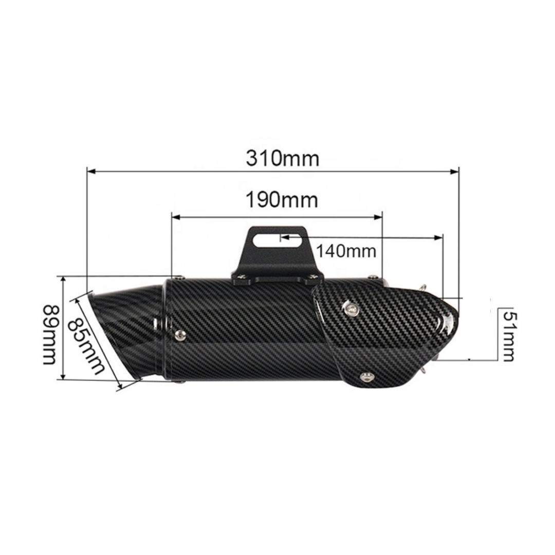 Aftermarket Motorcycle Short Exhaust with Cover (51mm) - Silver