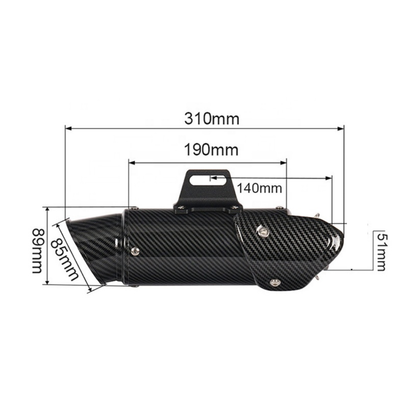 Aftermarket Motorcycle Short Exhaust with Cover (51mm) - Silver