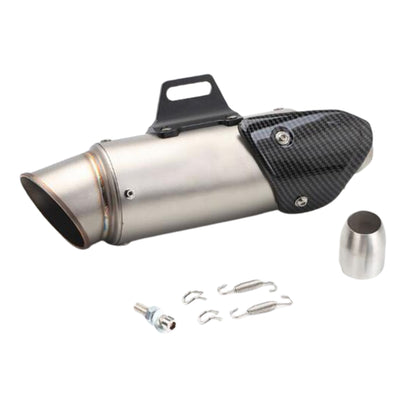 Aftermarket Motorcycle Short Exhaust with Cover (51mm) - Silver
