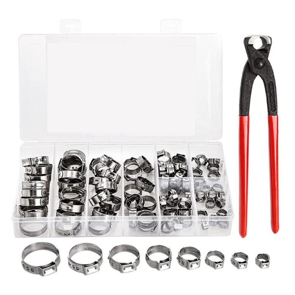 Tool DIY Multi Use Stainless Steel Pipe Clamps 130 Piece Set & Pliers