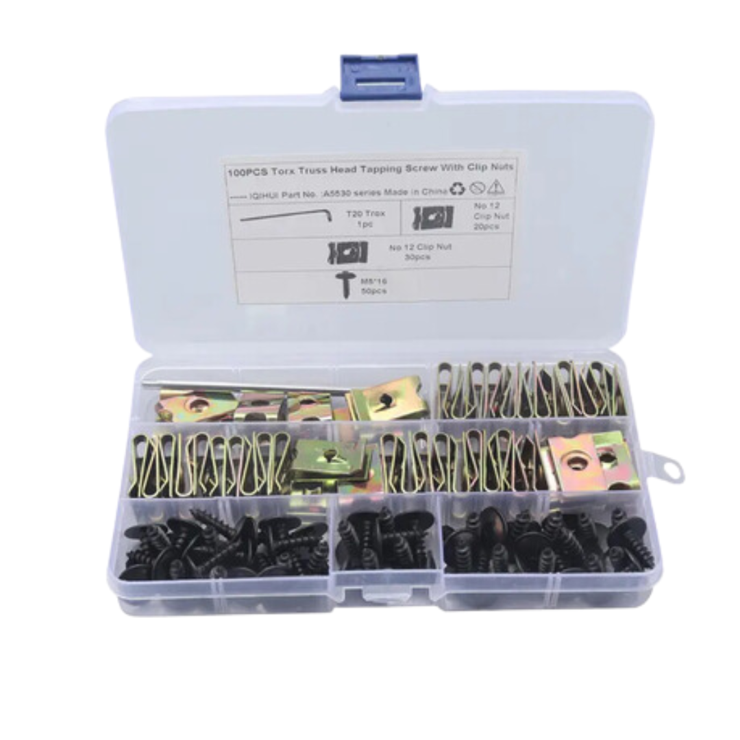 Auto M5x16 Torx Screw & Clip Set: Universal/ VW/ Audi & Seat (100-Piece)