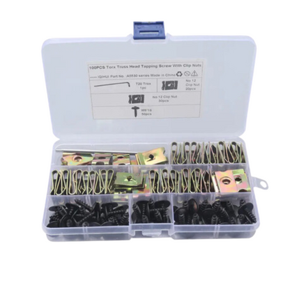 Auto M5x16 Torx Screw & Clip Set: Universal/ VW/ Audi & Seat (100-Piece)