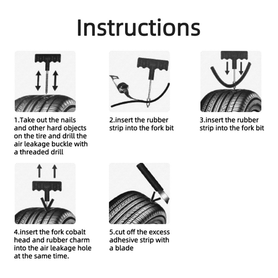 Automotive Tubeless Puncture Tyre Repair Kit (8-Piece)