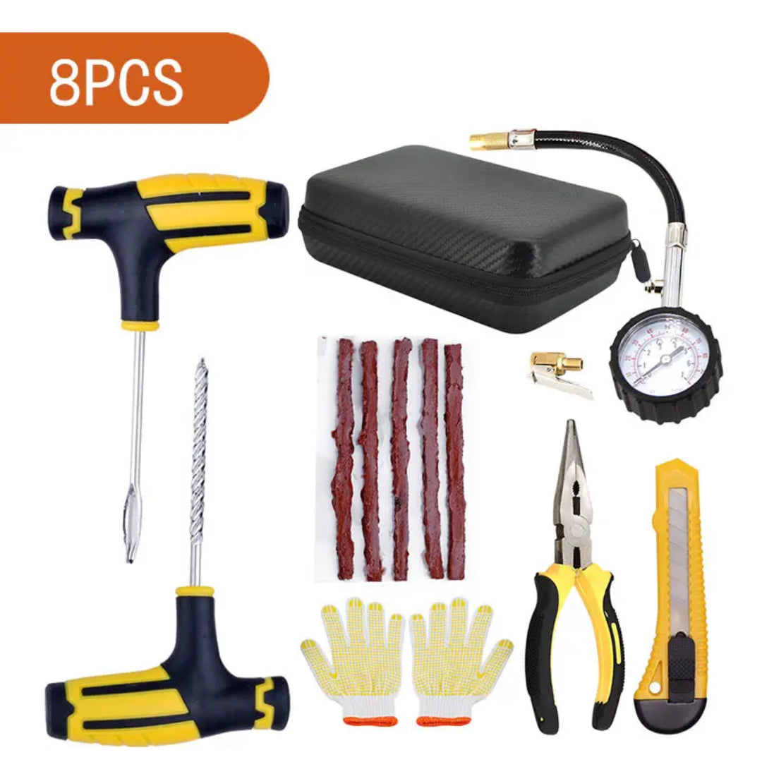 Automotive Tubeless Puncture Tyre Repair Kit (8-Piece)