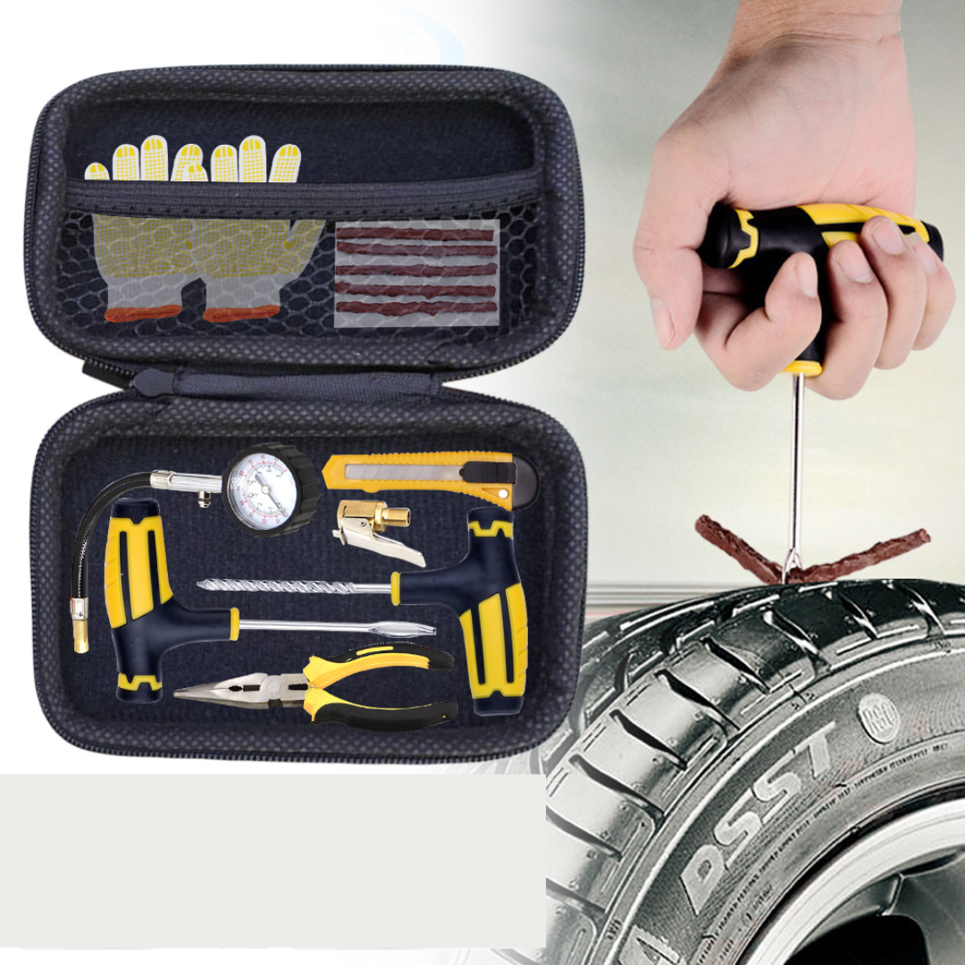 Automotive Tubeless Puncture Tyre Repair Kit (8-Piece)