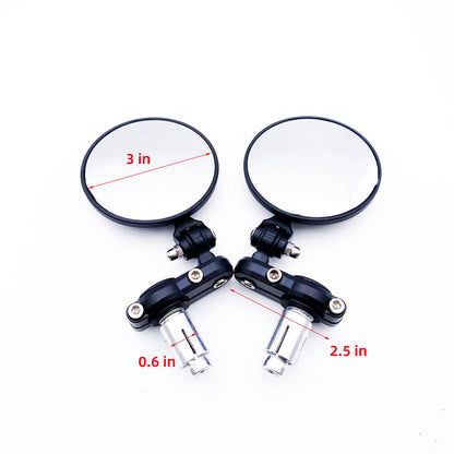Universal Round Folding Bar End Side Mirrors Set