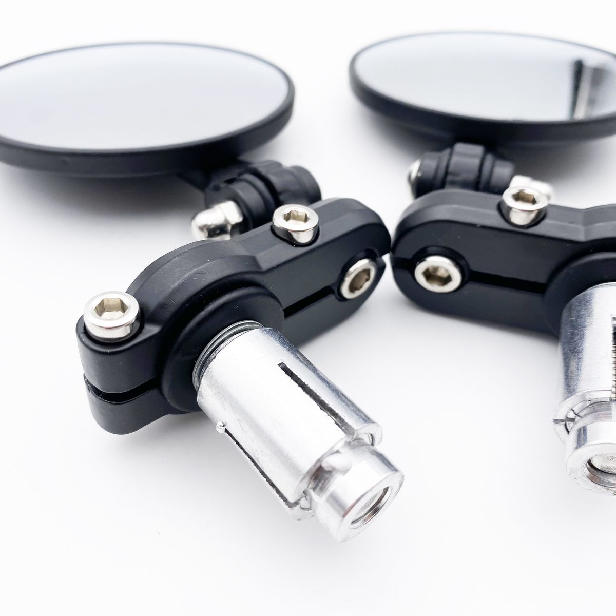 Universal Round Folding Bar End Side Mirrors Set