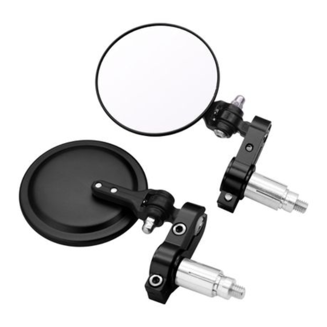 Universal Round Folding Bar End Side Mirrors Set