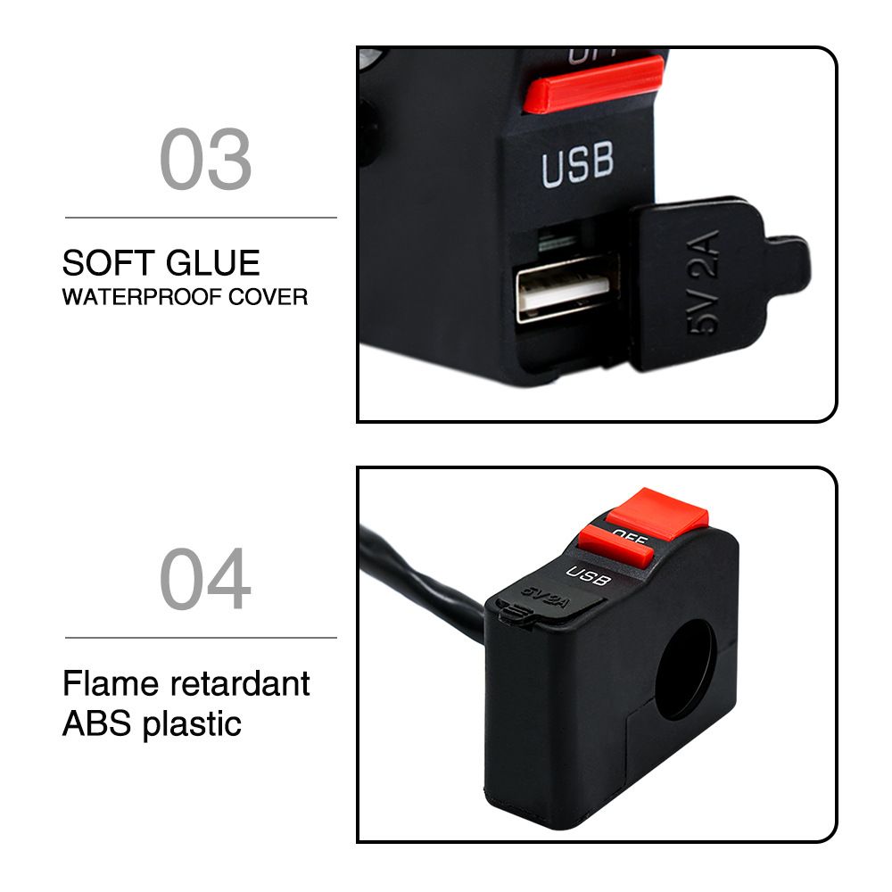 Universal Motorcycle ON/OFF Switch with USB