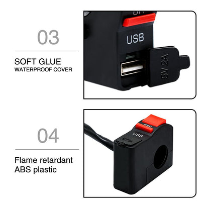 Universal Motorcycle ON/OFF Switch with USB