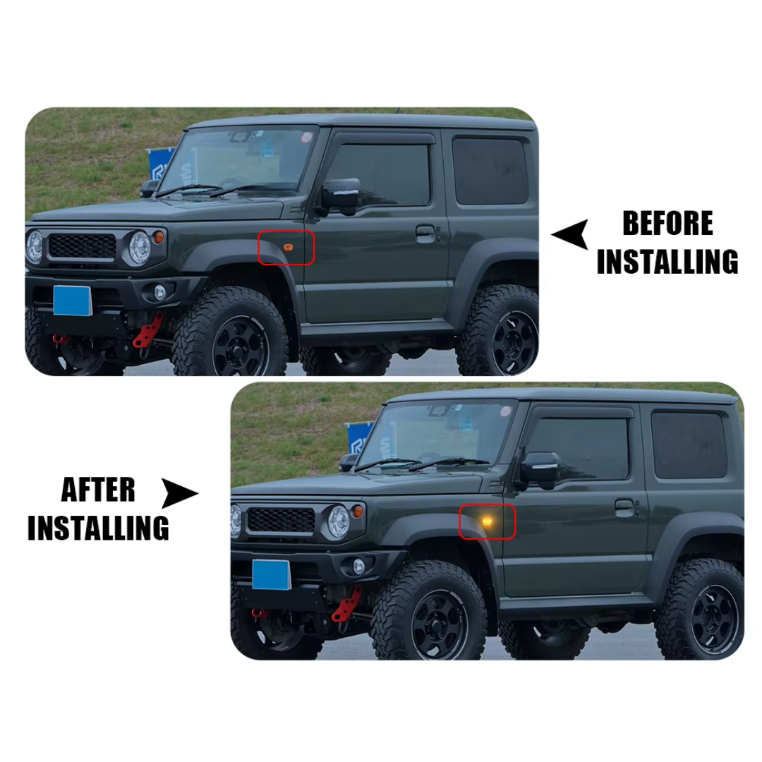 Aftermarket Flowing LED Indicator Set Compatible with: Suzuki Jimny - Black, Orange
