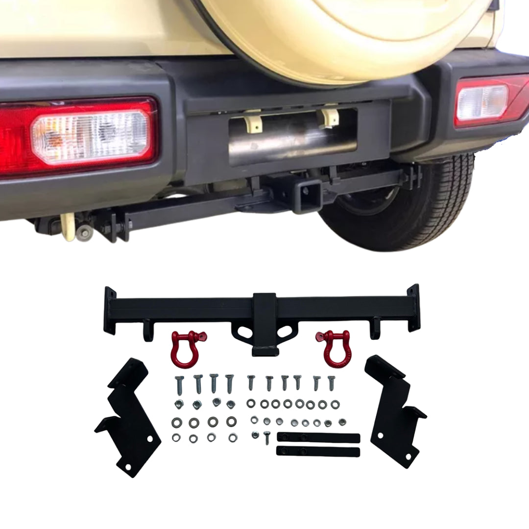 Aftermarket Steel Tow Bar & Red Shackles: Suzuki Jimny 3/5 Door (2019-)