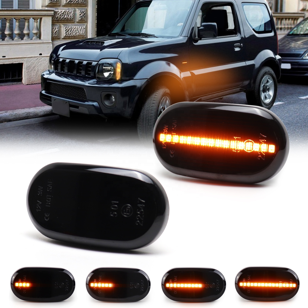 Aftermarket Flowing LED Indicator Set Compatible with: Suzuki Jimny - Black, Orange