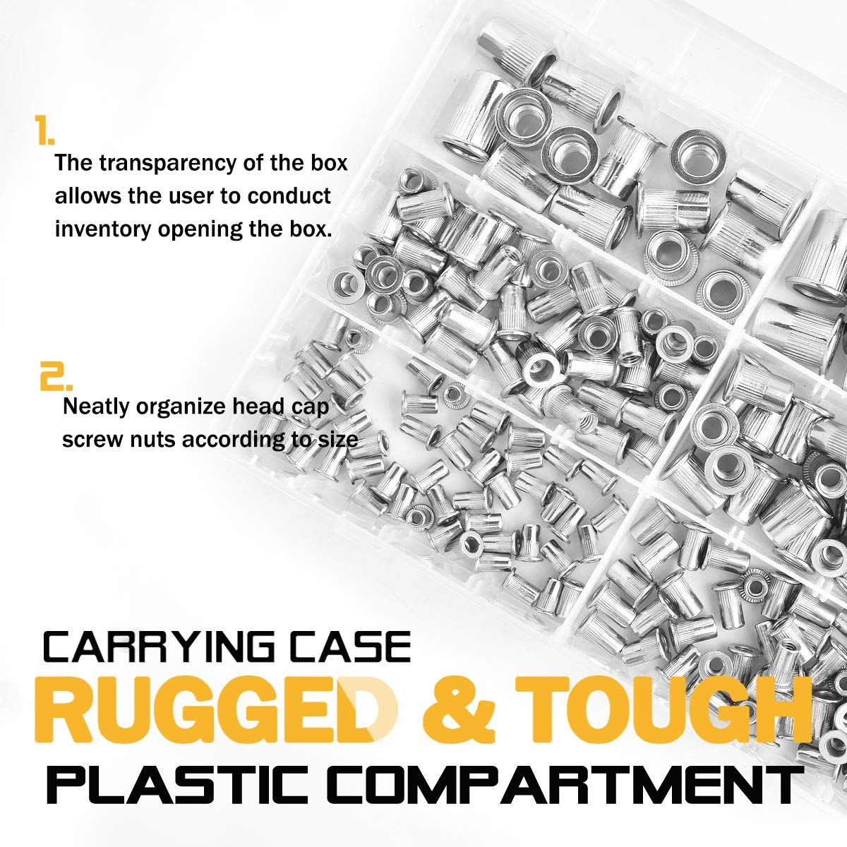 205 Pieces Stainless Steel Rivet Nut Assortment Kit,Aluminium Flat Head Rivet.