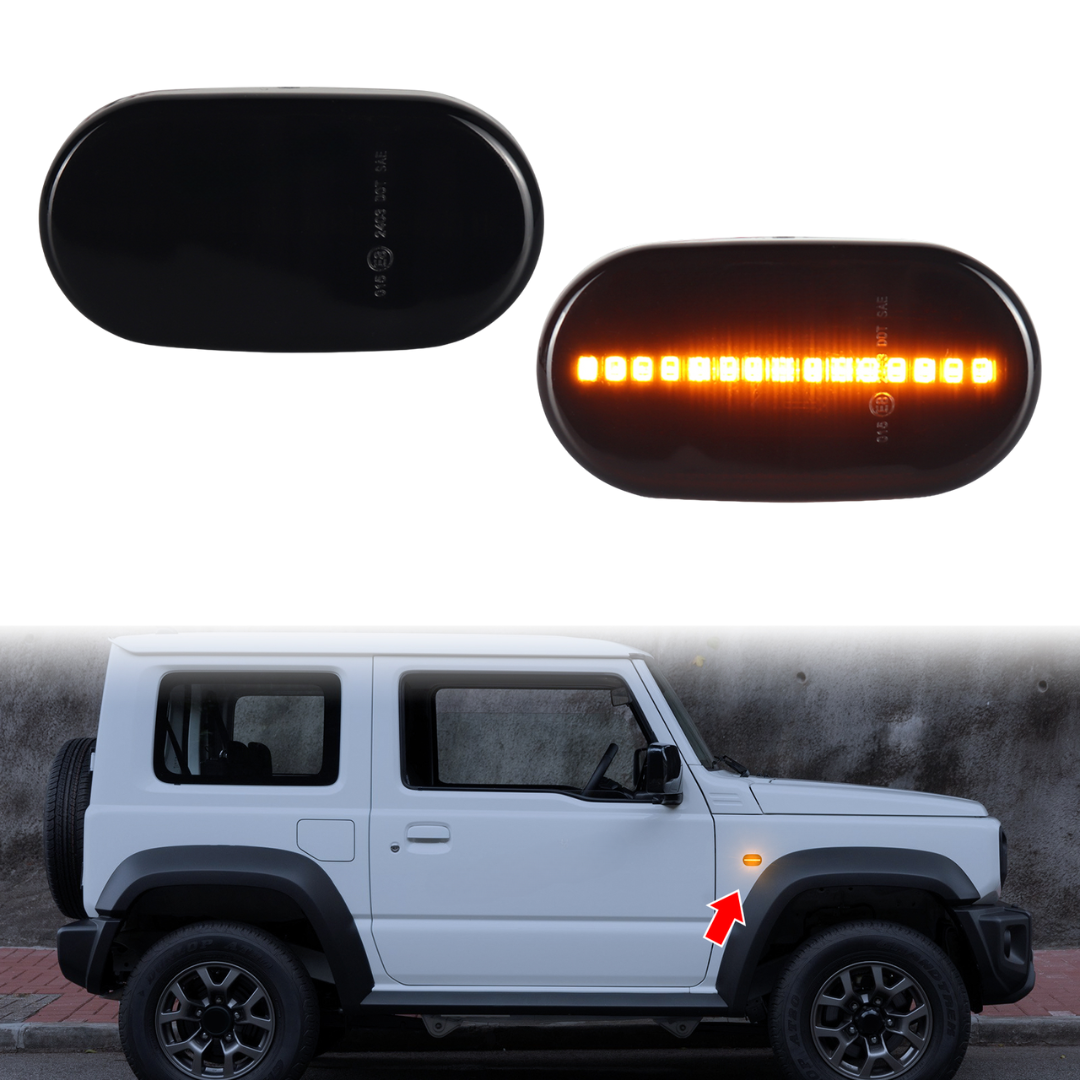 Aftermarket Flowing LED Indicator Set Compatible with: Suzuki Jimny - Black, Orange